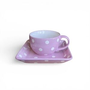 Pampered Chef Breast Cancer Awareness Pink Polka Dot Cup and Saucer Set